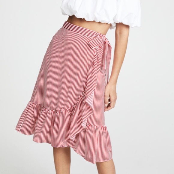 Club Monaco Dresses & Skirts - Club Monaco Tedon Wrap Skirt Red White Striped